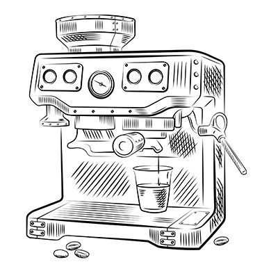 An image of a drawing of coffee machines