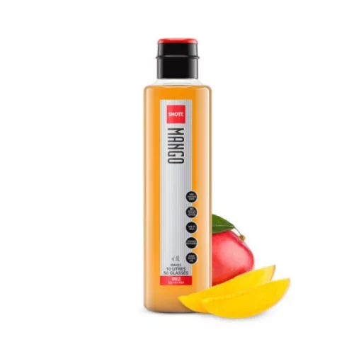 An image of a mango syrup shott bottle